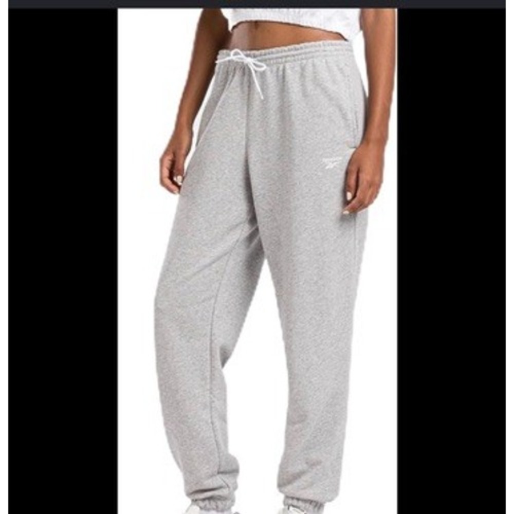 Reebok Identity Small Logo Fleece Joggers Womens S Medium Grey Heather